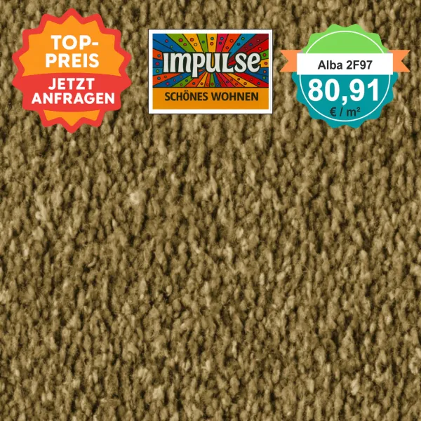 Vorwerk Alba 2F97 moos – Draufsicht Velours Teppichboden 4 m breit, 80,91 €/m²